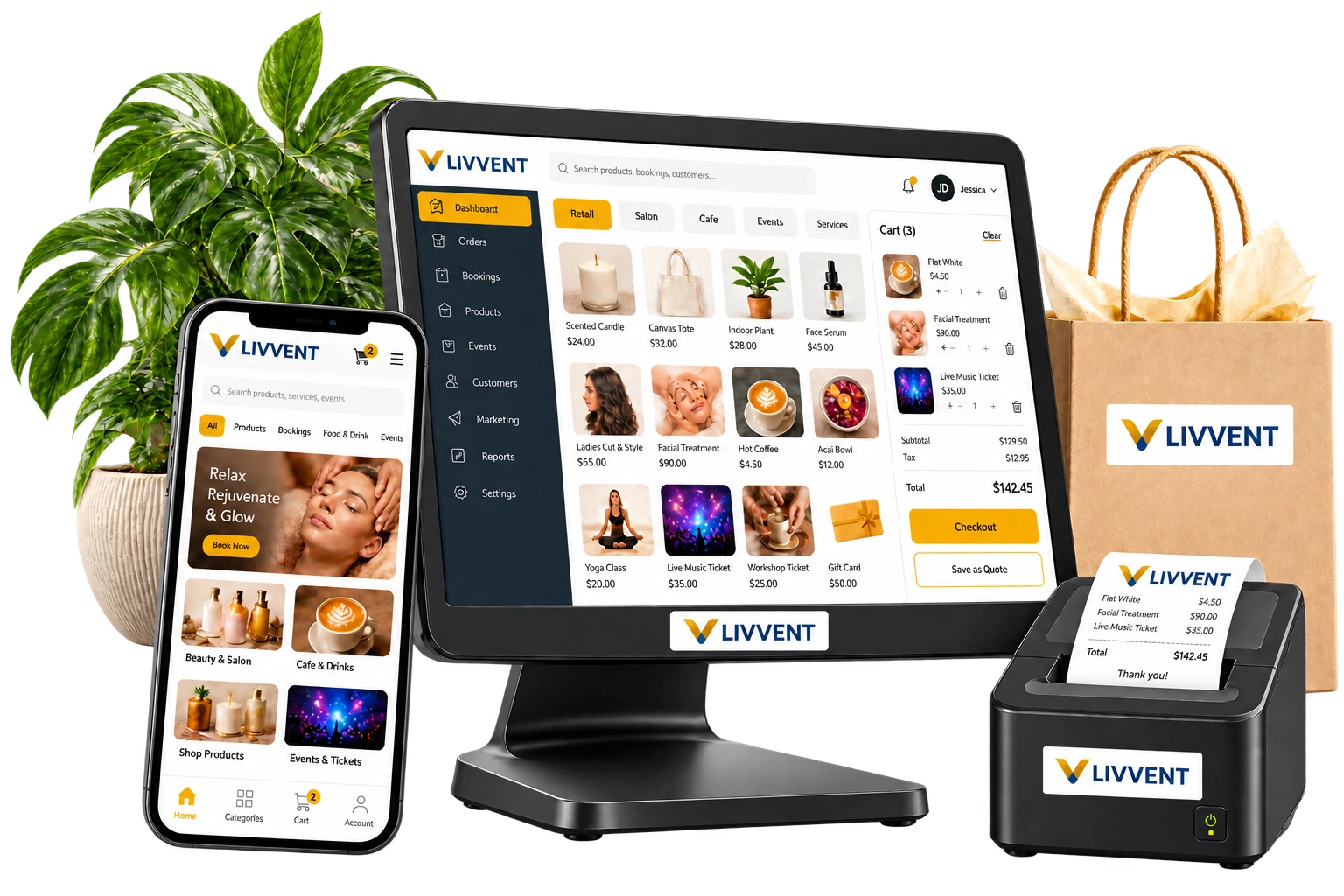 Connected Livvent POS and online ordering system